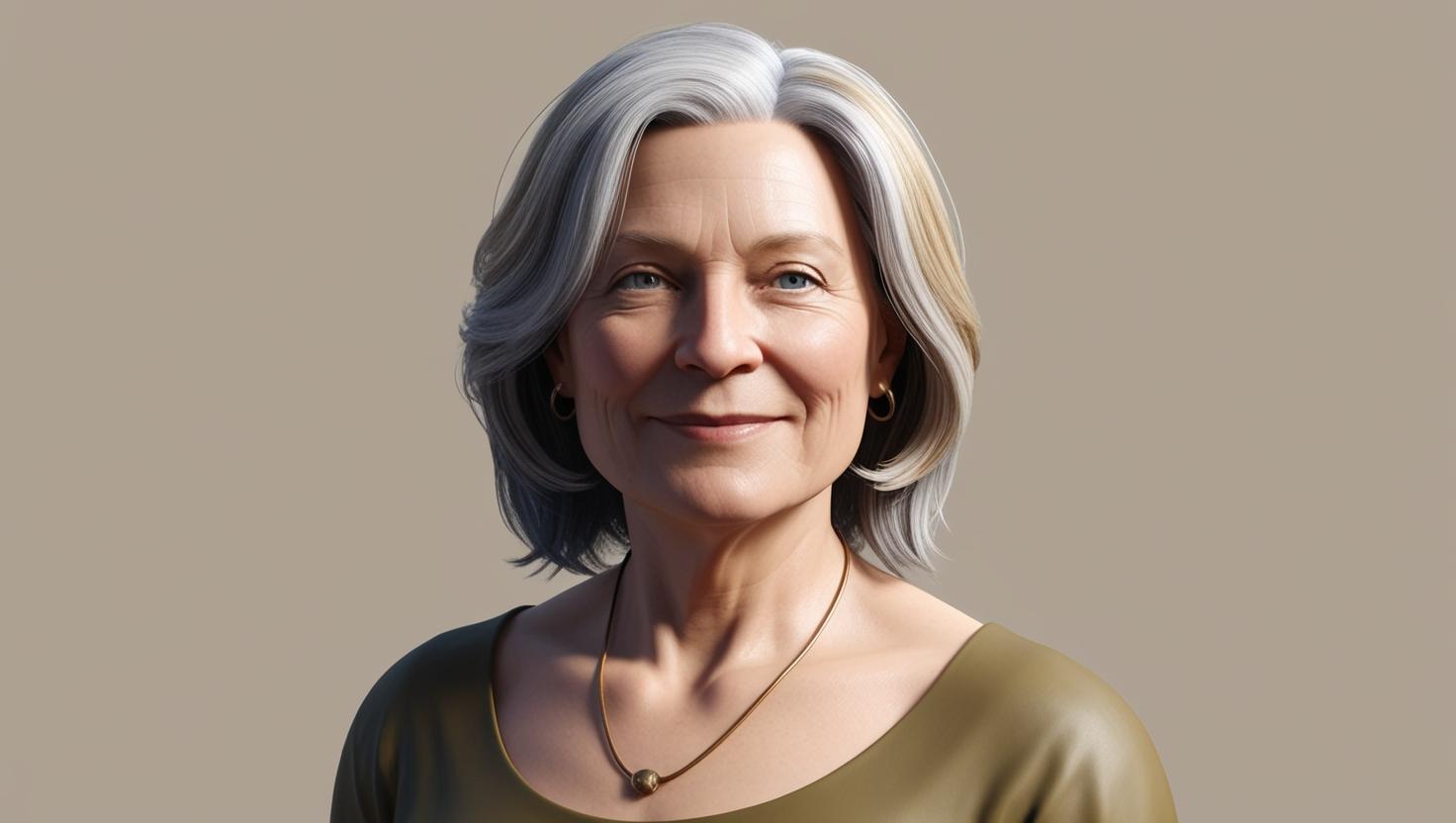 create an avatar full body of a 60 years old white woman average size with hair shoulder length blond gray create an avatar full body of a 60 years old white woman average size with hair shoulder length blond gray